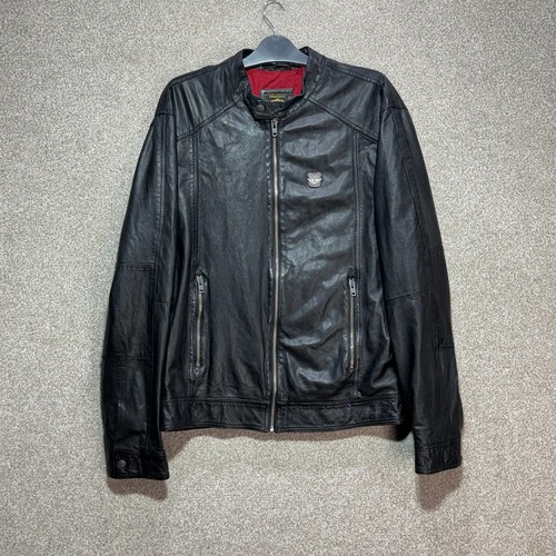 Superdry mens leather biker - leather,