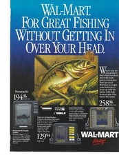 1991 WALMART FISHING GEAR FLYER, 2 PG, 4 SIDED, BOAT MOTORS,  MAGAZINE INSERT