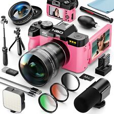 4K Digital Camera 48MP 16X with Wifi Microphone Wide-Angle&Macro Lens Filter