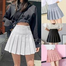 Women High Waist Pleated Casual Tennis Style Skater Mini Skirt Sexy Short Skirts
