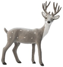 Fuzzy Grey Reindeer Figurine Soft Standing Deer Christmas Ornament  Winter Stag 