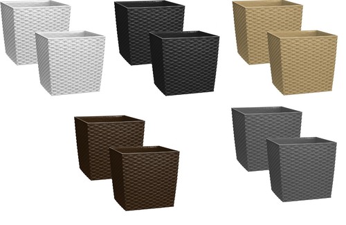 2pc rattan effect planter - effect,