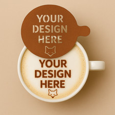 Personalised Custom Coffee Duster / Stencil - Any Name / Logo - Latte Cappuccino