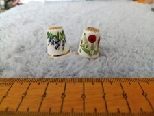 Collectable China Thimbles Spode  Flower of Year  Poppy 1985 & Bluebell 1987