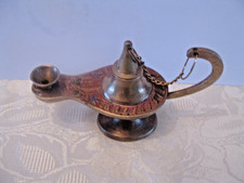 Vintage Indian Brass oil Lamp with handheld  or insense Burner Arti Worship