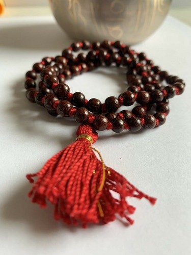 Rare red sandalwood mala 108 - red, 108+1