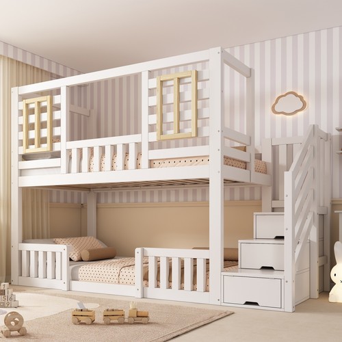 Bunk bed staircase storage - bed,