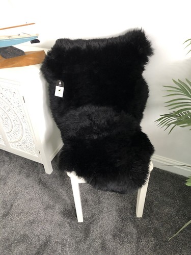 Sheepskin rug black colour - sheepskin,