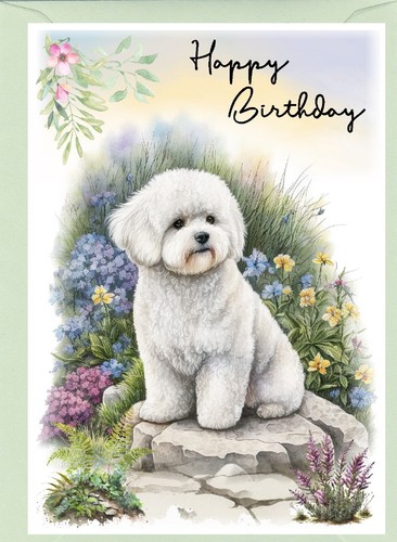 Bichon frise dog birthday card - bichon,