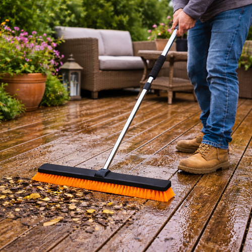 Telescopic stiff garden broom - stiff,
