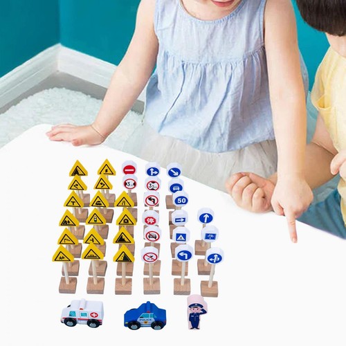 Wood road signs toy learning - road,