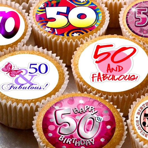 Edible 50th birthday pink - edible,