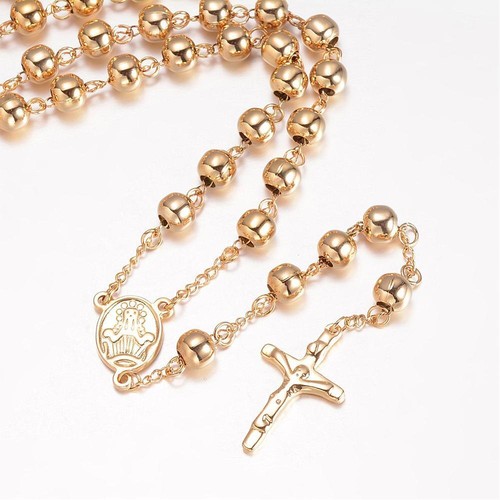 Rosary beads gold steel - beads,