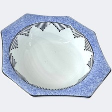 Vintage Solian Ware Soho Pottery Octagonal Serving Bowl Blue Speckle Art Deco