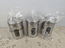 3 Pack Stainless Steel Kitchen Canisters, Canisters Sets for the Kitchen (READ)