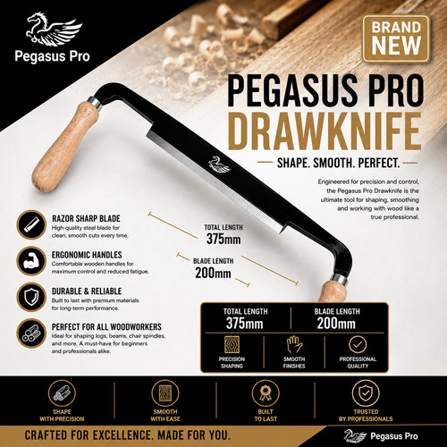 Draw knife 200mm with wooden - knife,