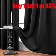 Blackout Door Curtains Thick Thermal Ready Made Eyelet Ring Top Energy Saving UK