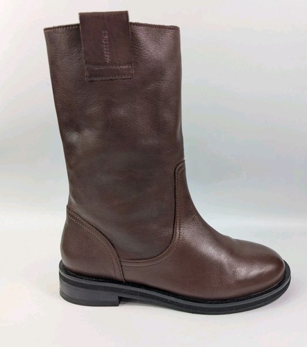 Zara brown leather mid - mid, calf