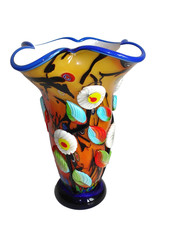 Murano Label - Massive 34cm Flamboyant Art Glass Fazzoletto Vase S Constantini