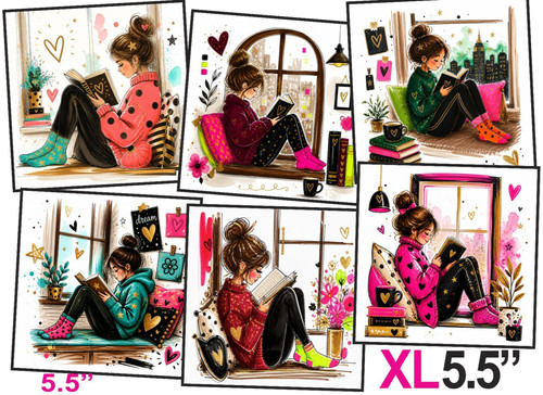 Girl reading card toppers for - girl,