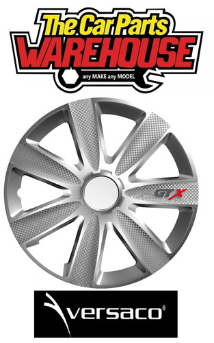 Silver carbon wheel trims - 14",