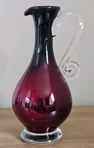 Vintage cranberry glass jug - vintage,