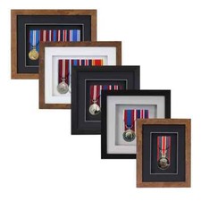 3d Deep Box Frame To Display War/Military/Sports Court Medals Black White Oak