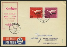 FIRST FLIGHTS Cover, 9/30/55, Copenhagen Mountains, SAS First Flight, Delivery