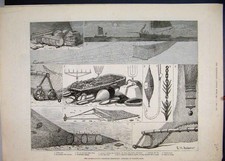 Old Antique Print 1883