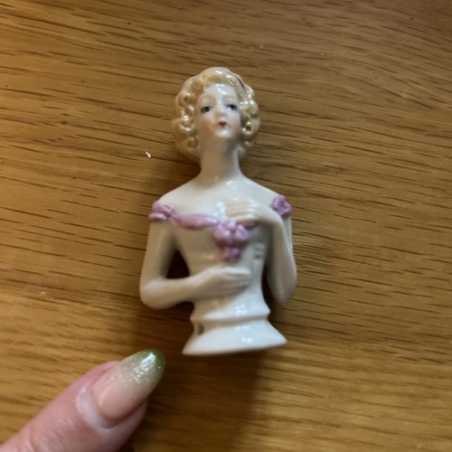 Antique porcelain lady - porcelain, pin
