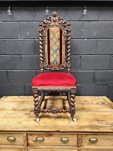 Antique carved oak chair - antique,