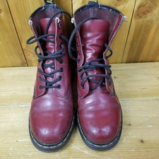 Cherry Red Leather Combat 8 Eyelet Womens UK 5 EU 38 Dr Martens 1460 Boots *Read