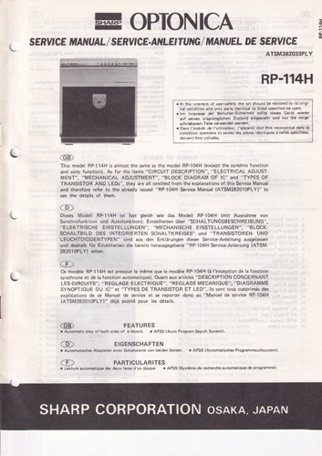 Service manual for sharp - for,