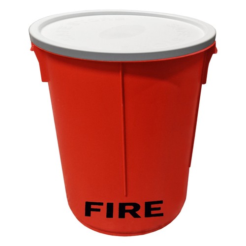 Red fire bucket bin with - red, lid
