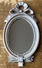 Heavy Hand Crafted Ornate Wooden Shabby Chic French Style Wall Mirror 19” x 10”