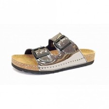 ROMIKA ONTARIO 01 SILVER PATENT BUCKLE LEATHER CORK SANDAL EU36 £45 SIZE 3.5