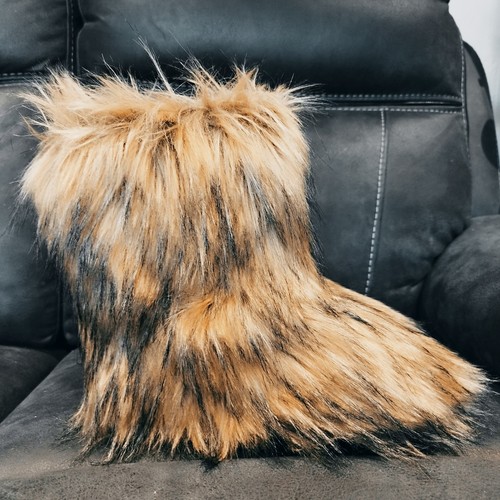 Faux fur hairy boots - fur,