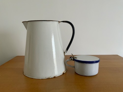 Vintage french white enamel - french,