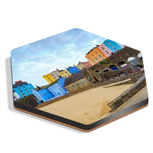 Hexagon mdf coaster tenby - hexagon,