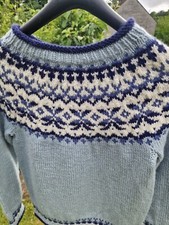 Scottish Hand Knitted Wool And Alpaca Blue Icelandic Jumper Chest Up To 32 S