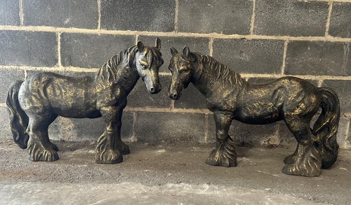 Pair cast iron horses - pair,