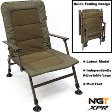 NGT XPR Carp Coarse Fishing Chair Heavy Duty Camping With Arm Rests & Mud Feet