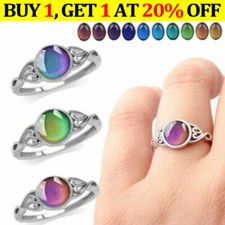 Womens（Wholesale）Fashion Gemstone Mood Ring Temperature Change Colors Jewelry