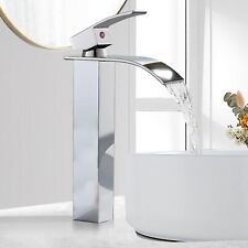 Chrome Bathroom Mixer Tap Waterfall Countertop Mixer Tap Single Lever Basin Taps