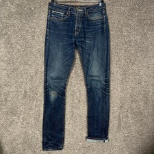 Lee 101 Z Selvedge Denim Jeans Mens Button Fly Blue Line Dark Wash USA Made