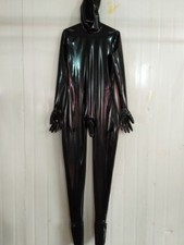 Latex Rubber Gummi Catsuit Tights Ganzanzig Black Tights hood Gloves Sock S-XXL