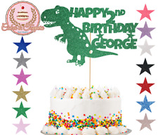 Dinosaur Glitter Cake Topper Personalise TRex Happy Birthday Party Any Name Age