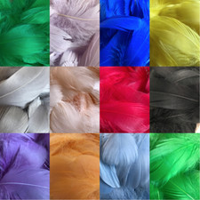 100 Solid Coloured Feathers - Mixed Sizes - Art, Craft, Bubble Balloon - Feather