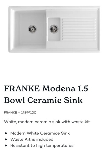 Franke ceramic white sink - franke,