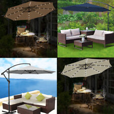 3m LED Solar Cantilever Parasol Garden Patio Banana Umbrella Sun Shade Canopy